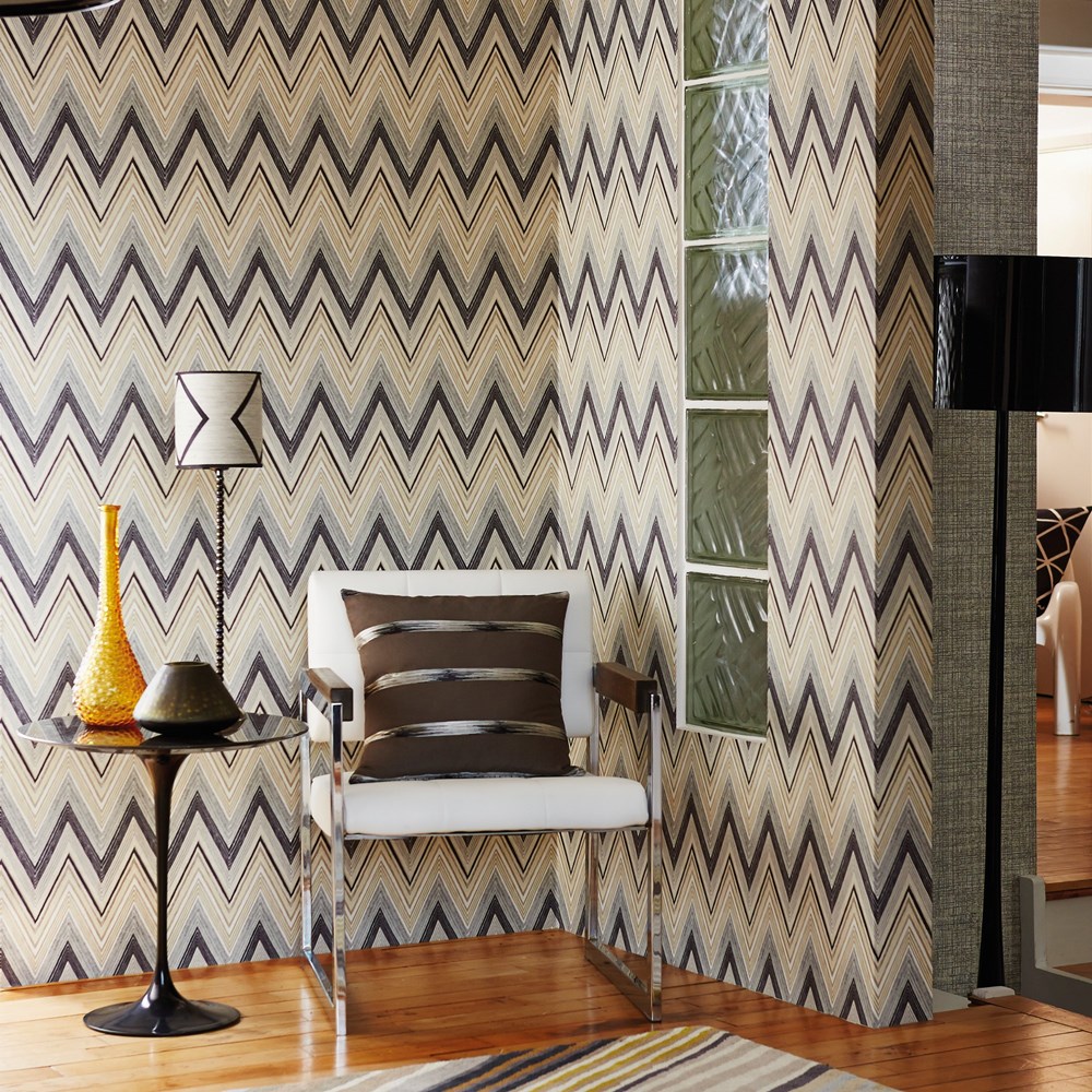 Groove Zig Zag Wallpaper 110850 by Scion in Pebble Graphite Grey